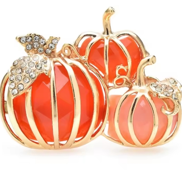 Elegant Gold and Orange Pumpkin Brooch - Picture 1 of 2